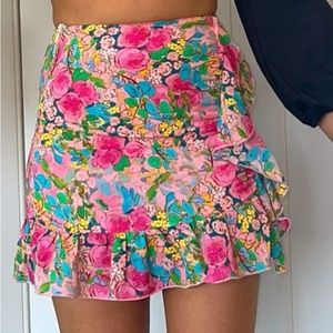Azura rose Cartagena floral print mini ruffle skirt